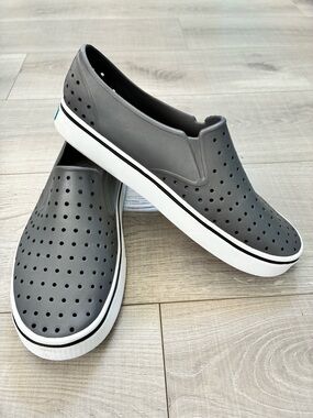 Native Shoes Men's Gray Perforated Slip-On Loafers
